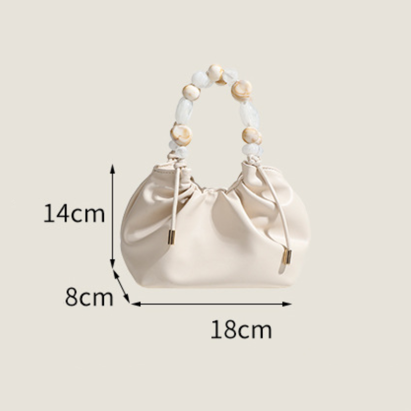 Minimalist Style Shirred Beads Premium Quality  Women's Round Bag Picture2