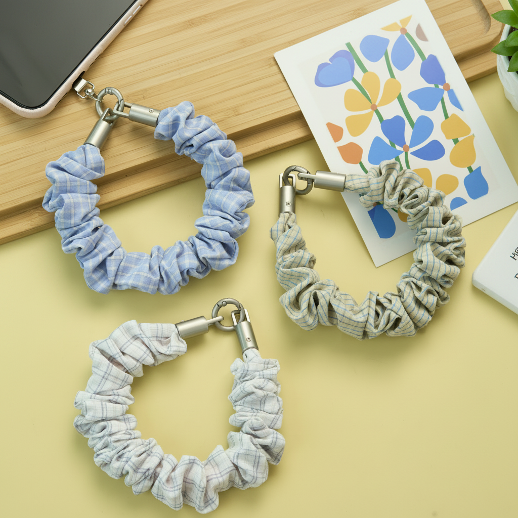 Simple Series Daily Stripe Plaid Mixed Color Fabric Phone Chain
