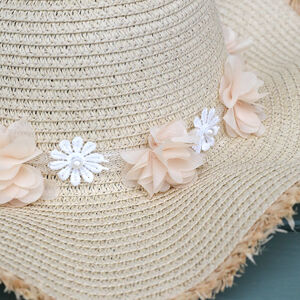 Romantic Series Vacation Flower Solid Color Raffia Women's Straw Hats h5 Picture3