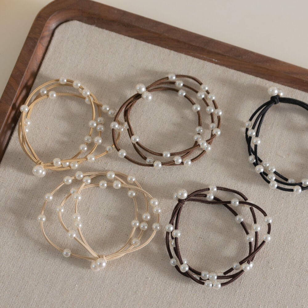 Simple Series Elegant Solid Color Beads Imitation Pearl Hair Ties Picture5