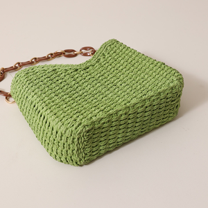 Casual Style Woven Solid Color Chain Raffia Women's Square Bag h5 Picture5