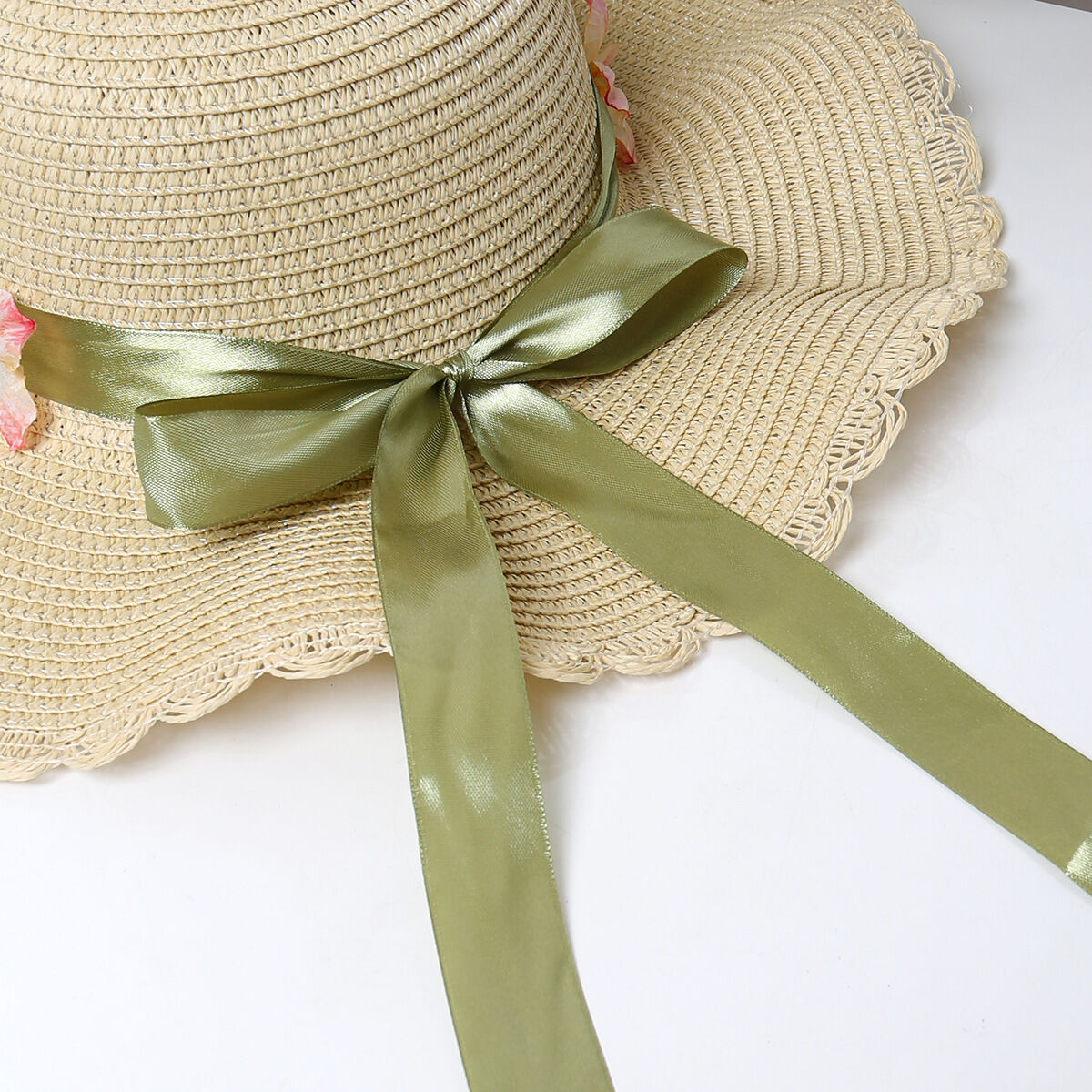 Simple Series Vacation Flower Bow Knot Raffia Women's Straw Hats h5 Picture4