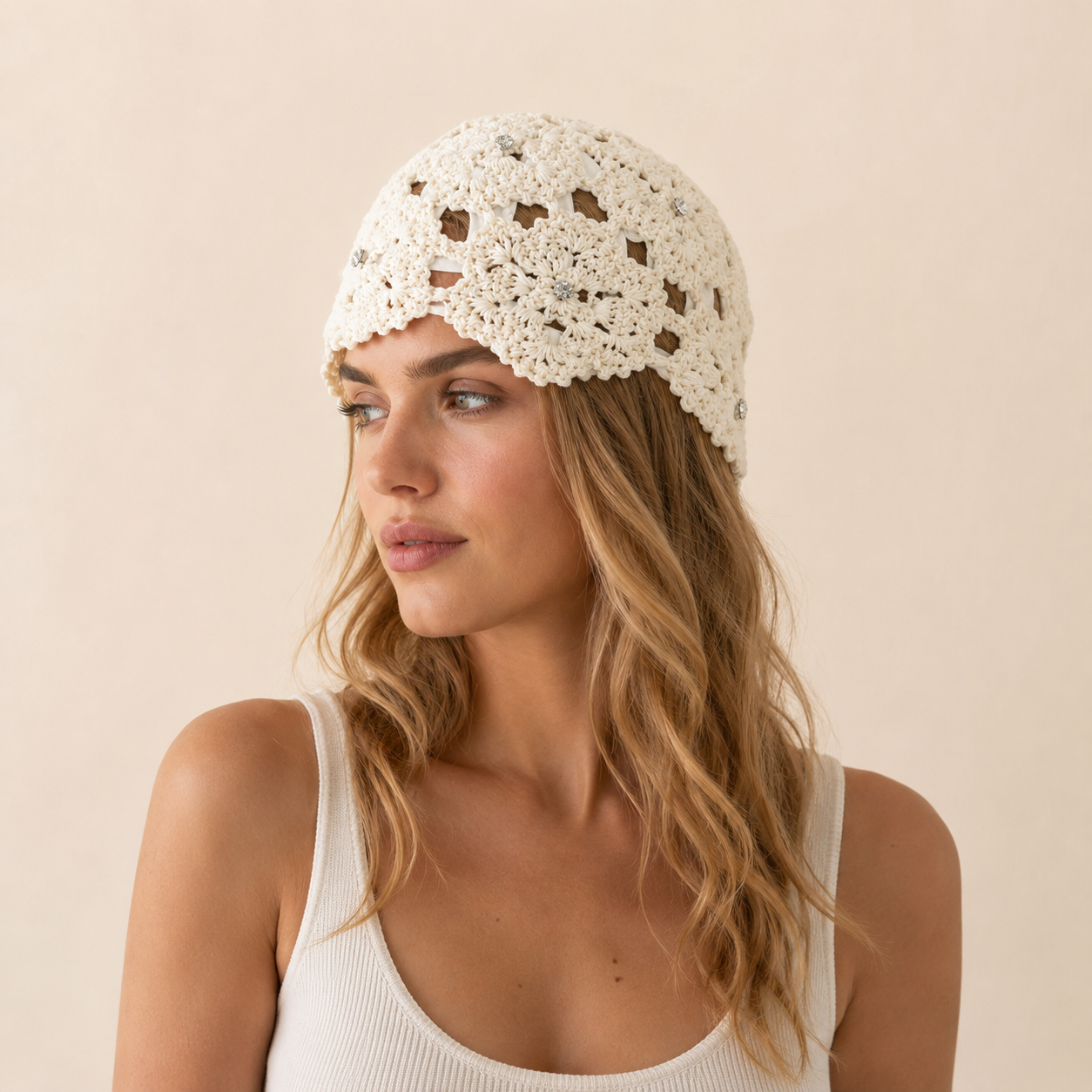 Simple Series Daily Solid Color Hollowed-Out Woven Cotton Hand-woven Hat h5Picture2