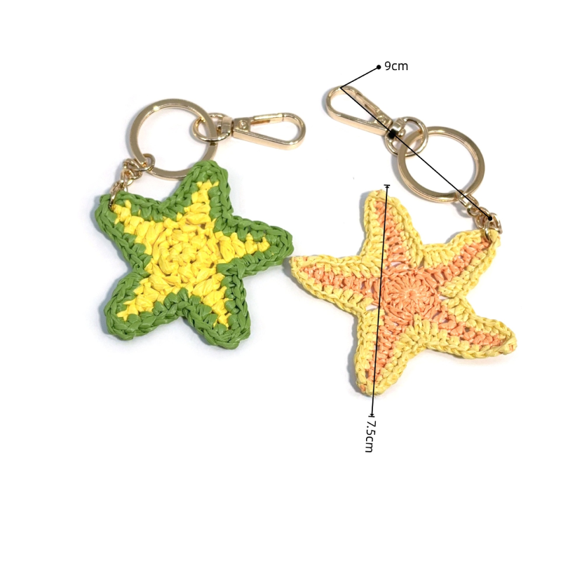 Simple Series Vacation Oceanic Style Woven Starfish Raffia Keychain Bag Charms h5 Picture4