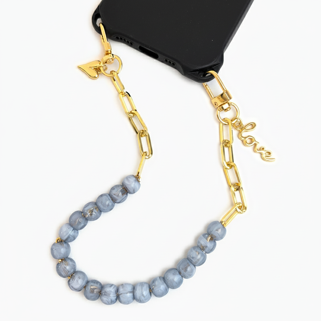 Simple Series Daily Letter Heart Solid Color Beads Chain Acrylic Phone Chain h5 Picture2