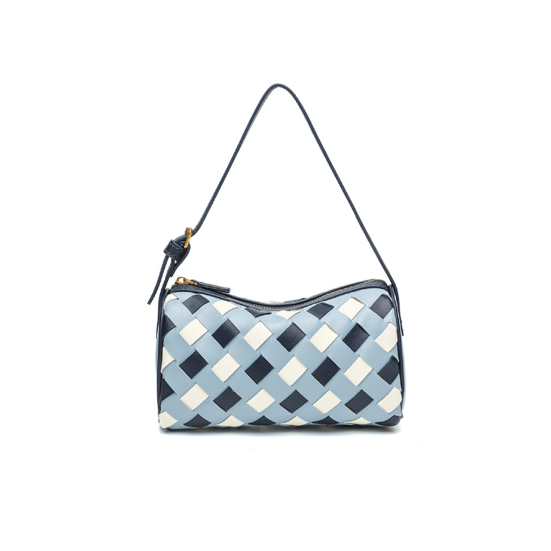 Minimalist Style Woven Mixed Color Woven Pu Women's Round Bag
