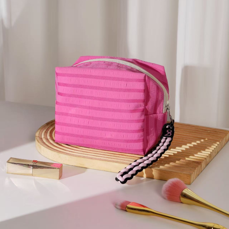 Simple Series Casual Stripe Mixed Color Canvas Makeup Bags 2