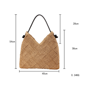 Vacation Style Woven Solid Color Woven Paper Women's Square Bag h5