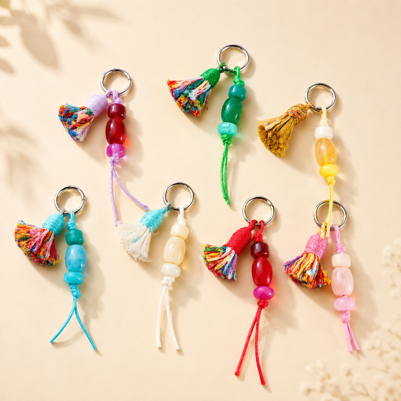 Simple Series Bohemian Tassel Beads Mixed Color Acrylic Bag Charms Picture2