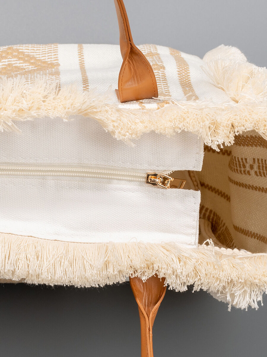 Casual Style Tassel Tassel Geometric Shape Canvas Women's Tote Bag h5 Picture5