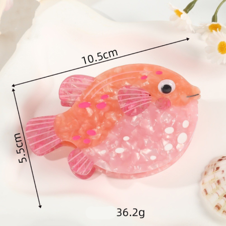 Romantic Series Vacation Oceanic Style Mixed Color Fish Starfish Acetate Rhinestone Hair Claws