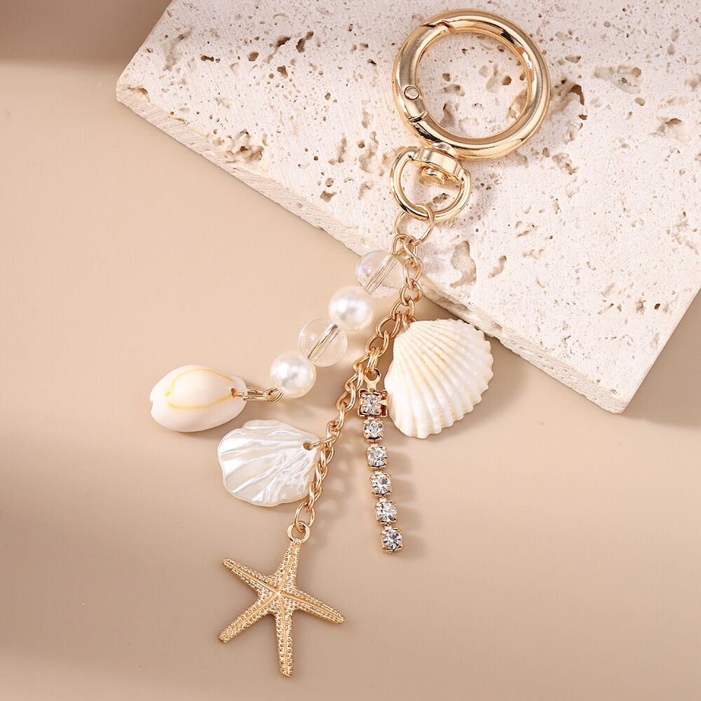 Luxurious Series Elegant Irregular Shape Oceanic Style Beads Chain Shell Starfish Alloy Rhinestone Artificial Pearl Bag Charms Picture2