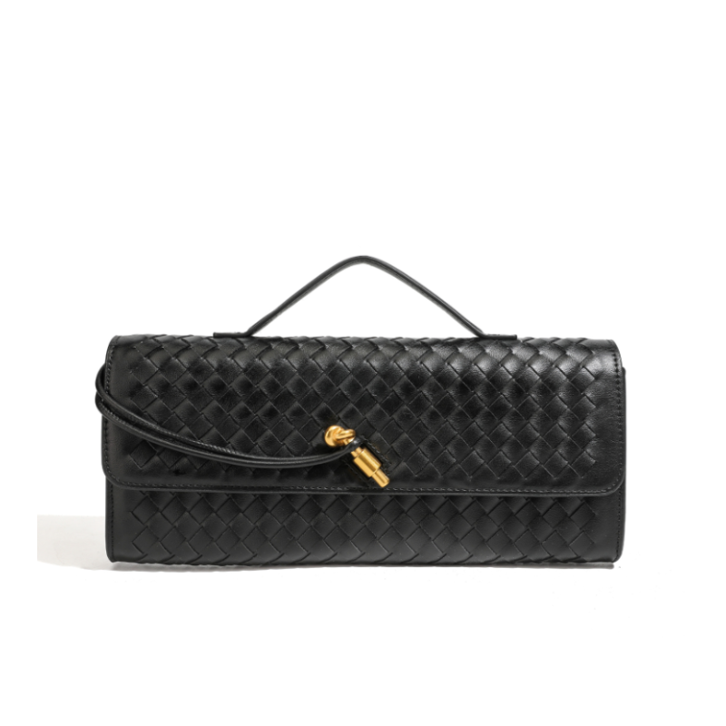 Old Money Style Woven Solid Color Patchwork Plaid Woven Pu Women's East-west Bag h5