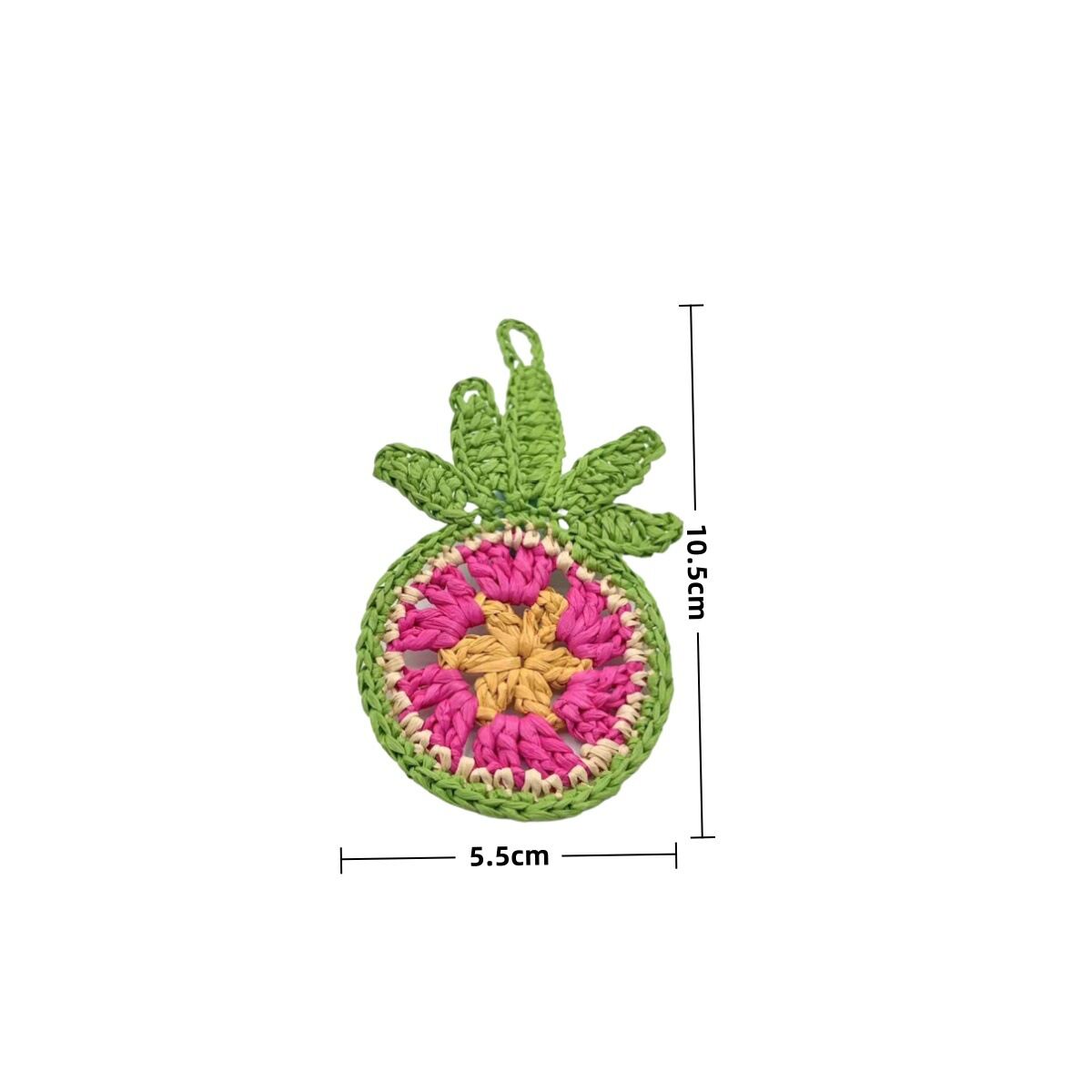 Simple Series Vacation Fruit Mixed Color Woven Raffia Keychain Bag Charms h5
