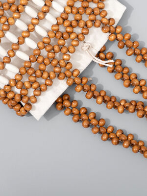 Vacation Style Woven Beads Hollowed-Out Mixed Color Wood Women's Bucket Bag h5 Picture5