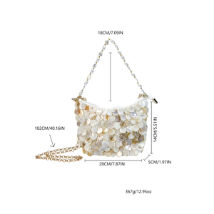 Evening Style Woven Sequin Solid Color Beads Woven Shell Acrylic Women's Square Bag h5 Picture2