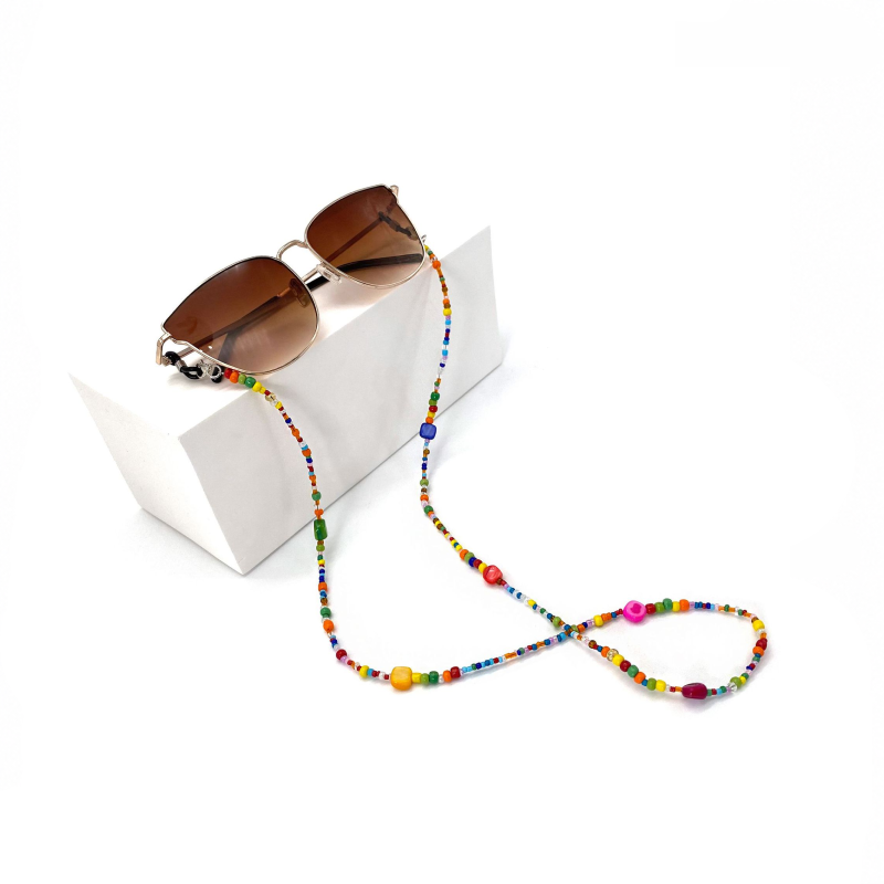 Ethnic Series Vacation Irregular Shape Beads Mixed Color Glass Sunglasses Chains 2