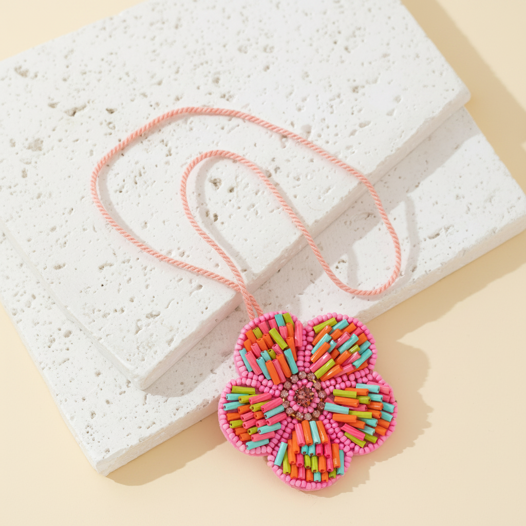 Ethnic Series Vacation Flower Beads Fabric Bag Charms