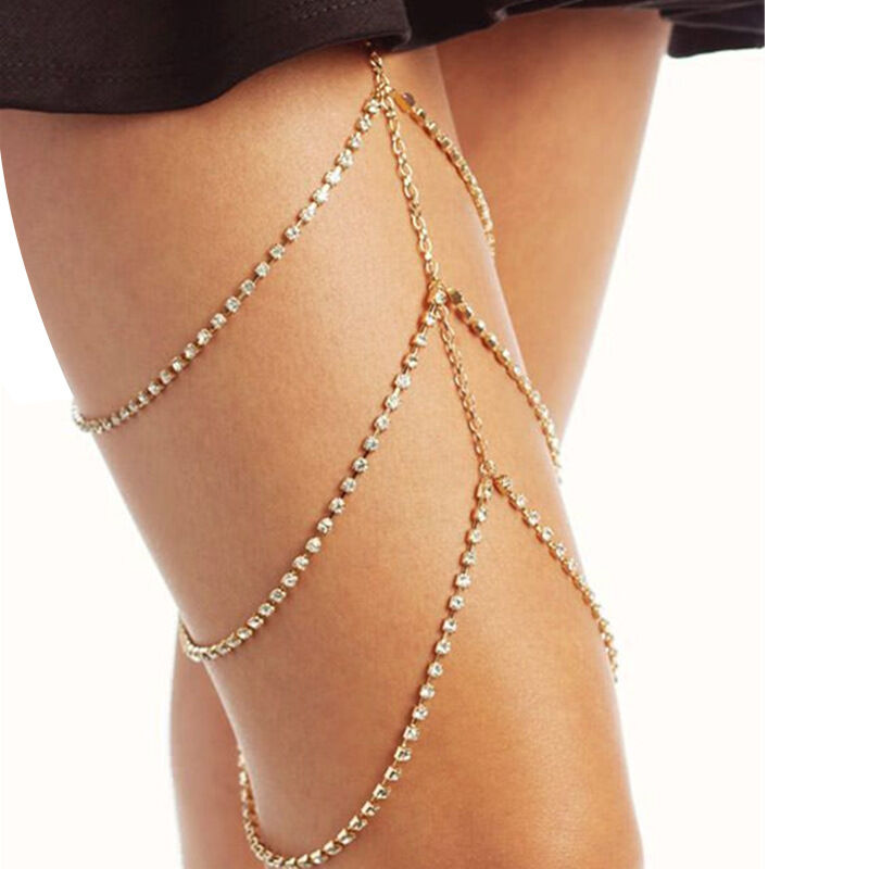 Luxurious Series Simple Solid Color Alloy Rhinestone Leg Chains