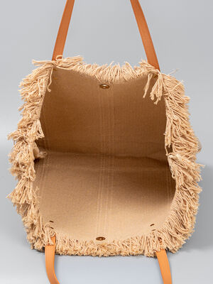 Casual Style Tassel Solid Color Canvas Women's Tote Bag h5 Picture4