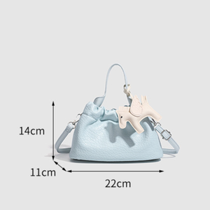 Minimalist Style Shirred Animal Solid Color Cartoon Women's Bucket Bag h5 Picture2