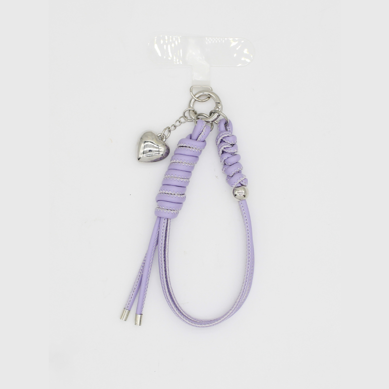 Simple Series Sweet Heart Solid Color Twist Pu Phone Chain h5 