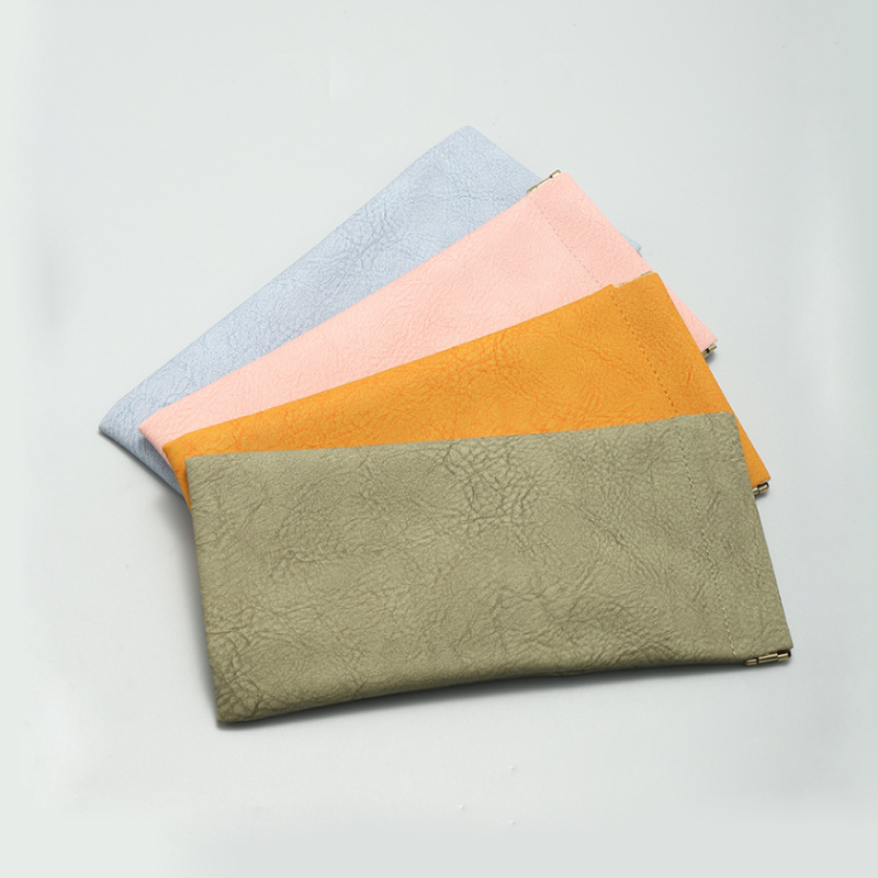 Simple Series Daily Solid Color Leather Sunglasses Storage Bag