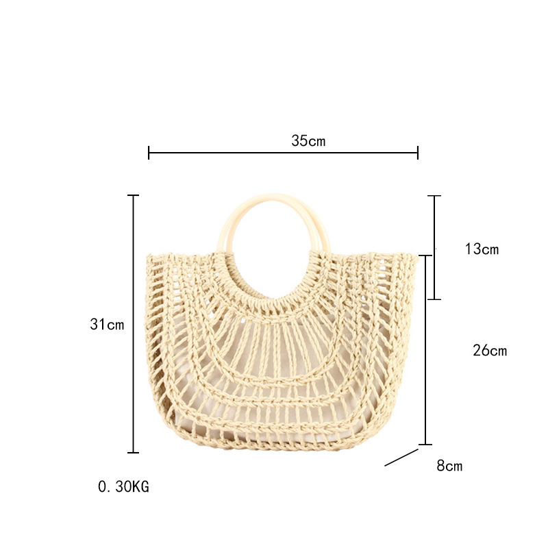 Vacation Style Woven Solid Color Hollowed-Out Woven Raffia Women's Square Bag Picture2