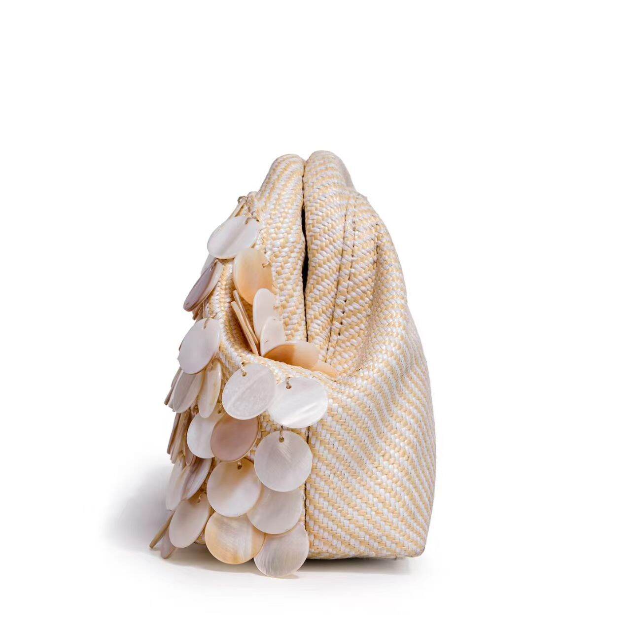 Evening Style Woven Solid Color Oceanic Style Woven Shell Sea Shells Women's Pillow Bag h5 Picture9