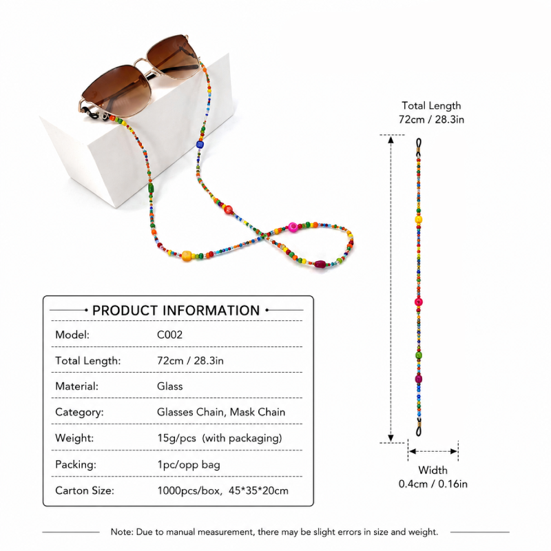 Ethnic Series Vacation Irregular Shape Beads Mixed Color Glass Sunglasses Chains Picture5
