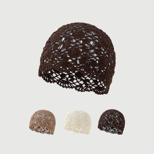 Simple Series Daily Solid Color Hollowed-Out Woven Cotton Hand-woven Hat h5 Picture2