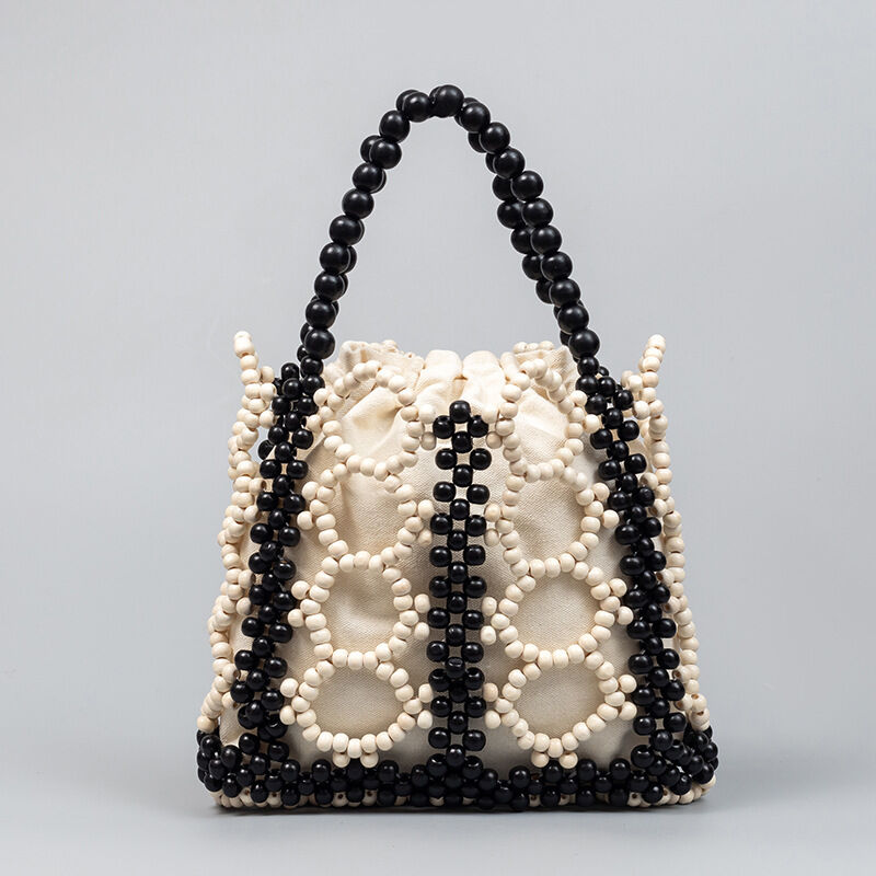 Vacation Style Woven Beads Hollowed-Out Mixed Color Wood Women's Square Bag