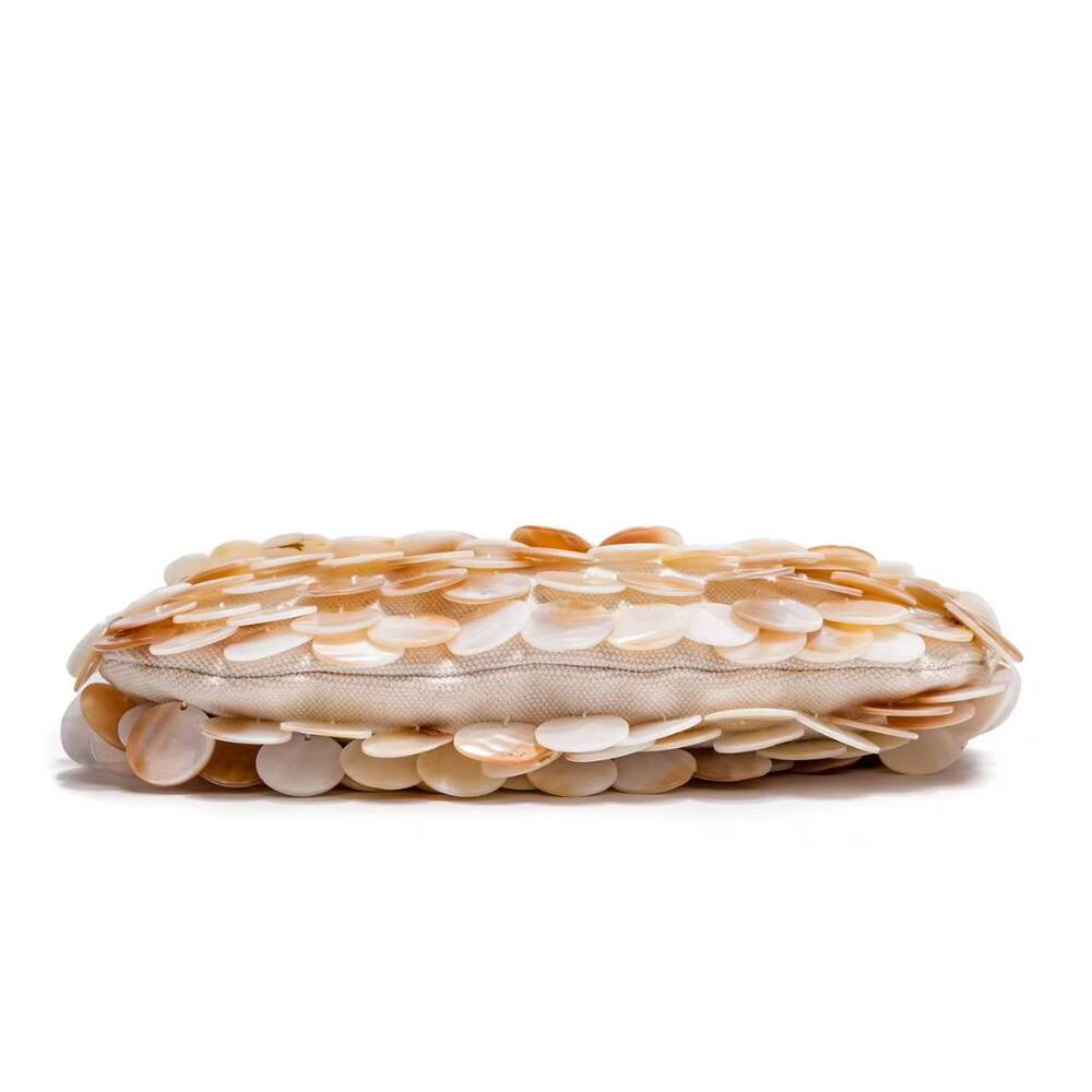Casual Style Woven Sequin Solid Color Woven Shell Sea Shells Women's Round Bag h5Picture8