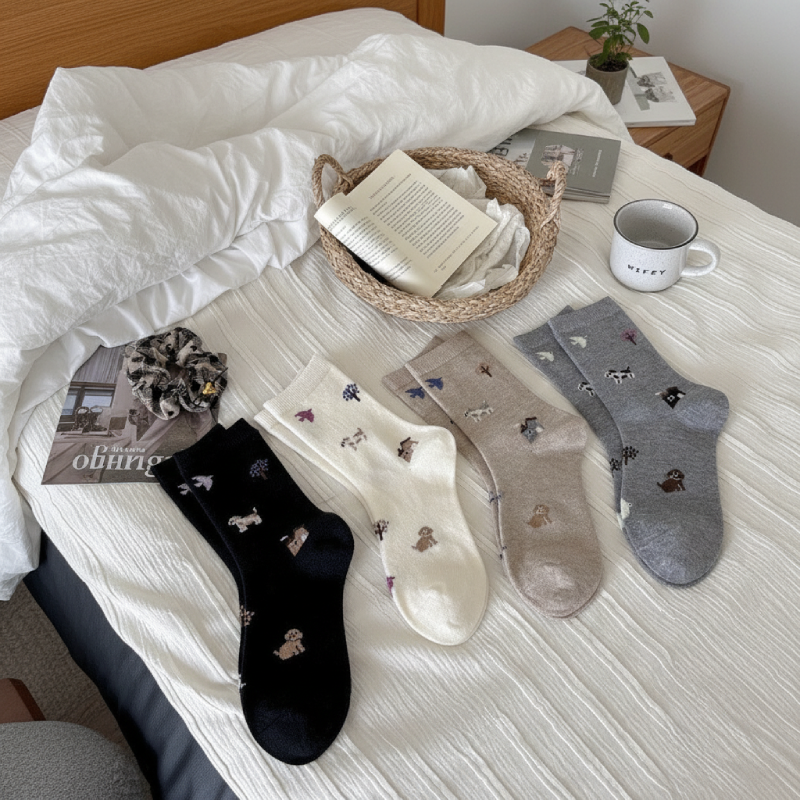 Slight Bounce Cute Animal Mid-Calf Socks