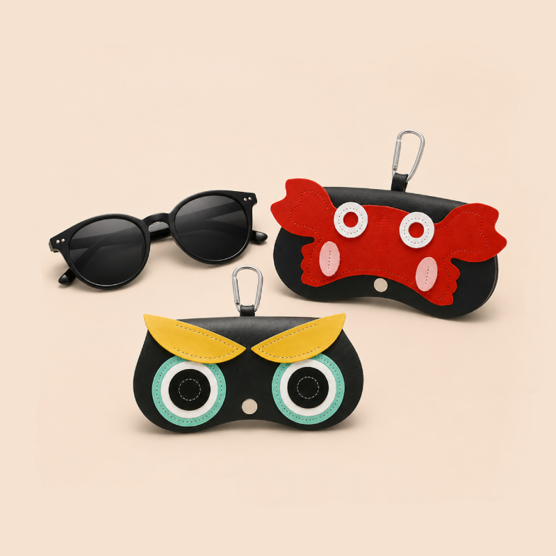 Simple Series Cute Flower Heart Animal Oceanic Style Mixed Color Pu Unisex Sunglasses Storage Bags
