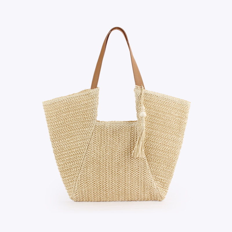 Vacation Style Woven Solid Color Tassel Raffia Women's Square Bag h5 Picture2