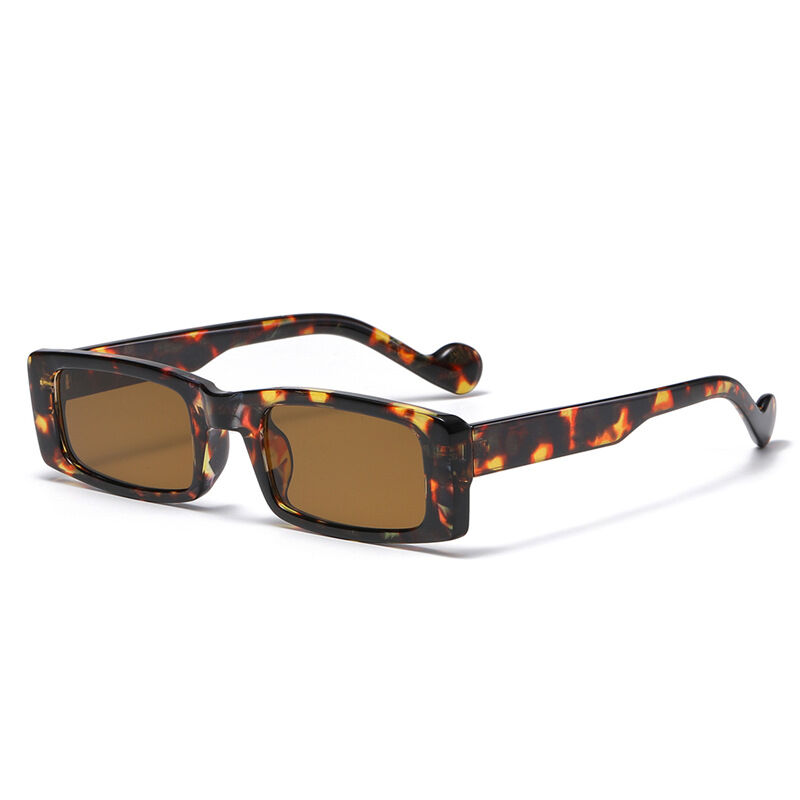 Occhiali da sole Simple Series Retro a tinta unita con stampa leopardata