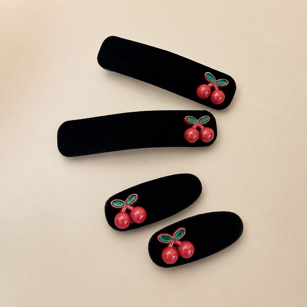 Simple Series Daily Solid Color Cherry Velvet Hair Clips Picture2