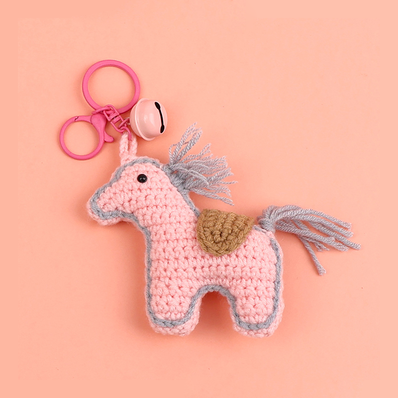 Simple Series Cute Pony Cartoon Mixed Color Woven Cotton Keychain