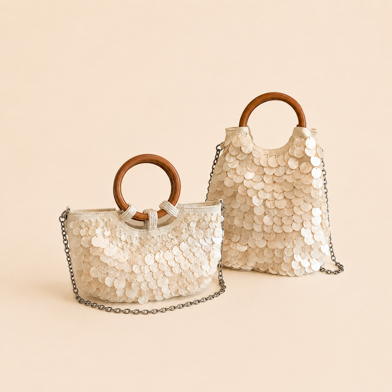 Evening Style Woven Sequin Solid Color Beads Woven Shell Sea Shells Women's Half-moon Bag