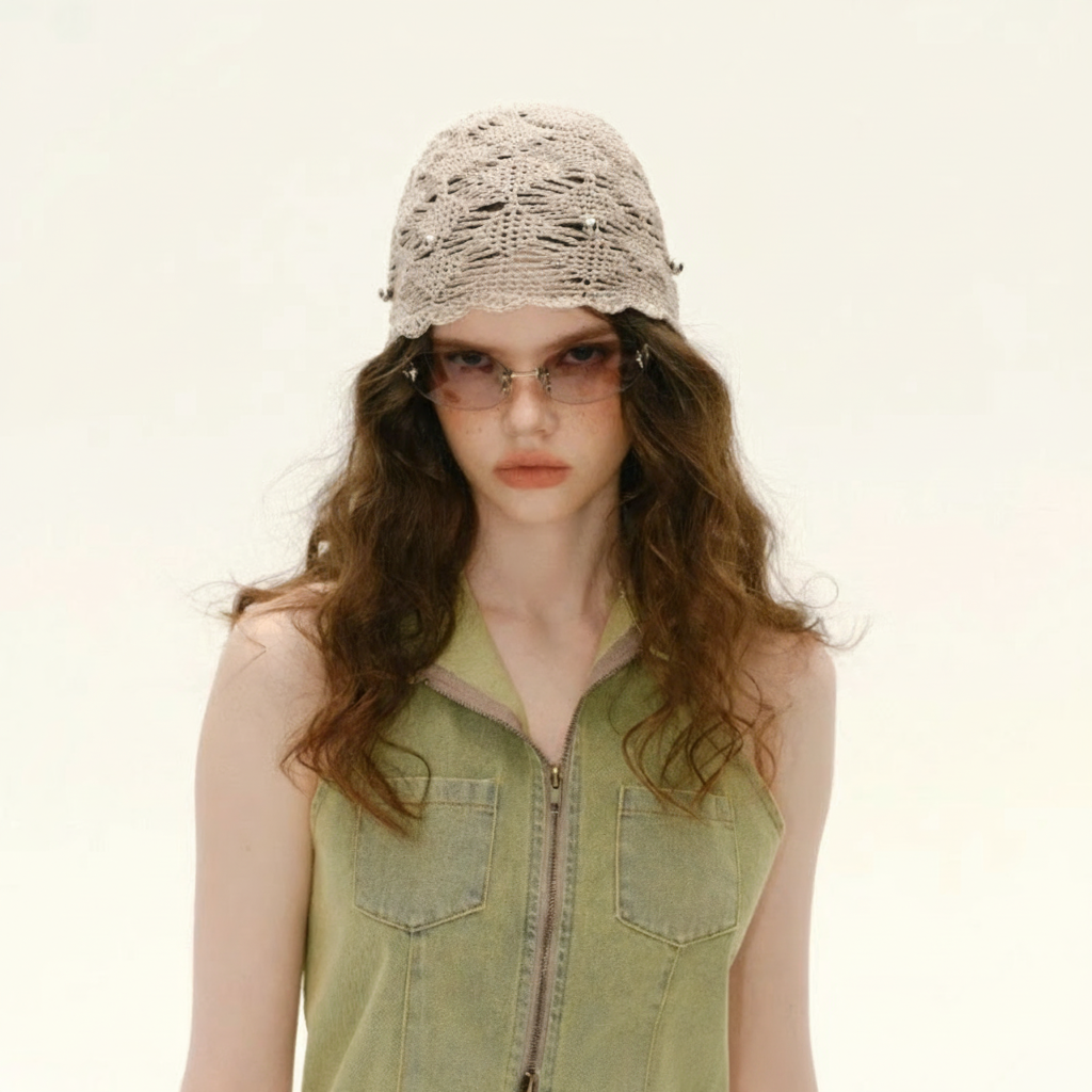 Simple Series Daily Solid Color Hollowed-Out Woven Hats h5Picture3