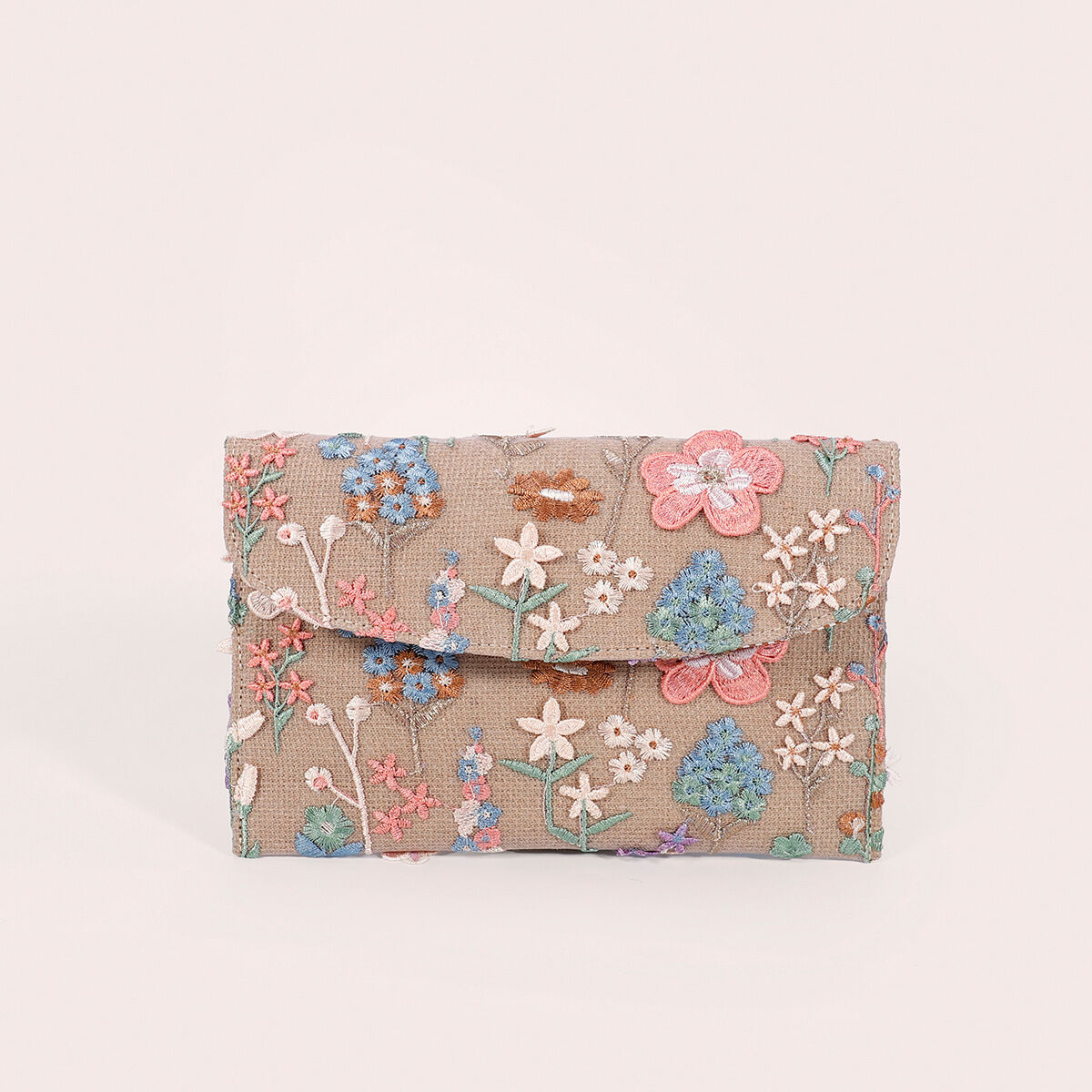 Evening Style Embroidered Sequin Beading Flower Beads Leaf Linen Women's Square Bag