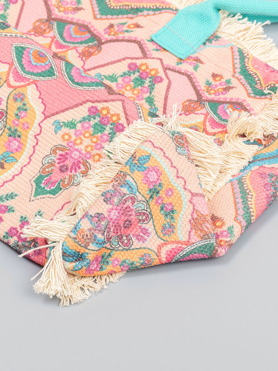 Boho Style Tassel Flower Irregular Shape Tassel Mixed Color Paisley Pattern Geometric Shape Canvas Women's Tote Bag Picture4