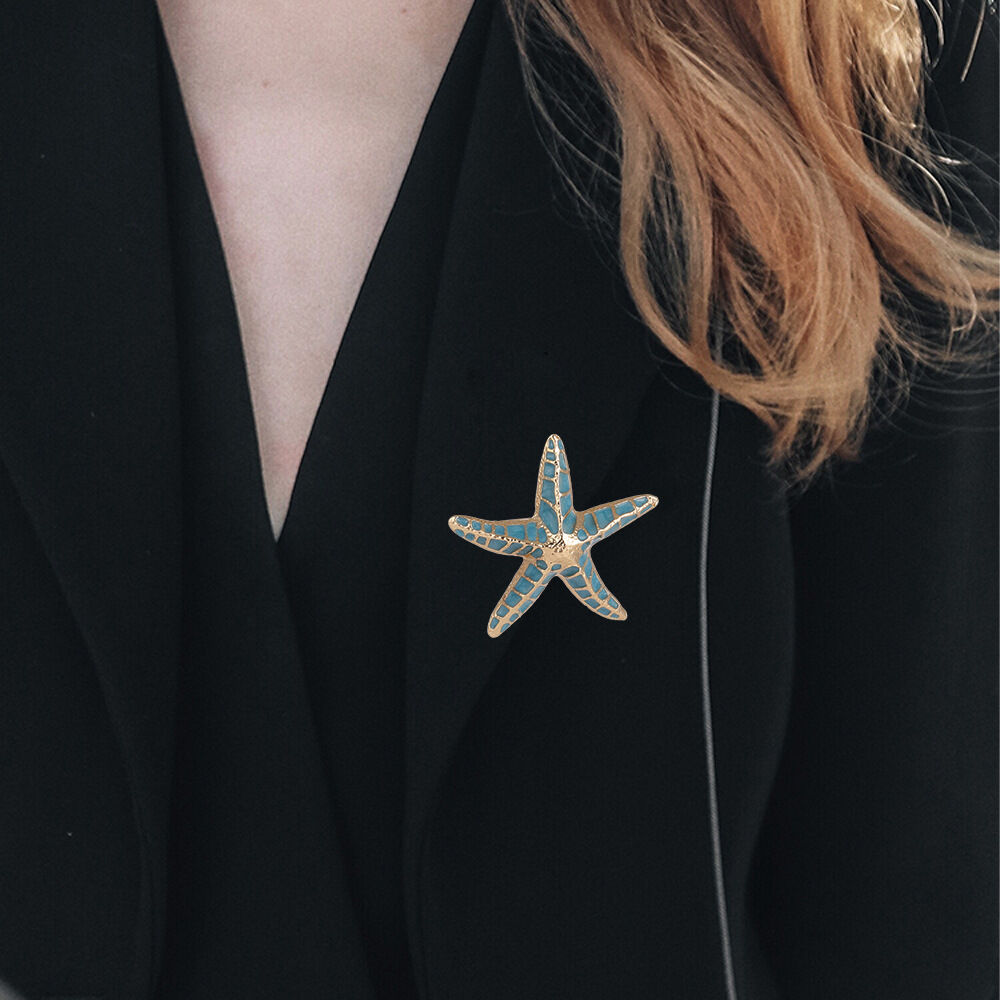 Simple Series Vacation Oceanic Style Starfish Alloy Artificial Pearl Brooches h5 Picture3