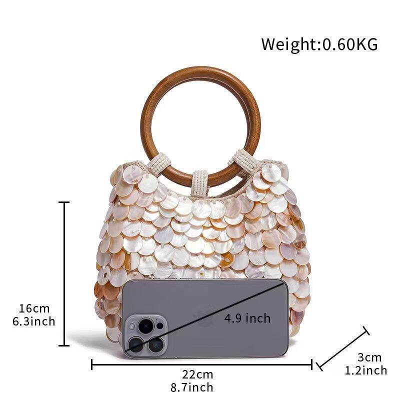 Casual Style Pvc / Transparent Woven Solid Color Woven Shell Sea Shells Women's Square Bag