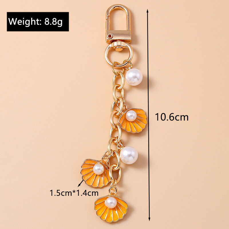Romantic Series Vacation Oceanic Style Beads Chain Shell Starfish Metal Keychain h5 