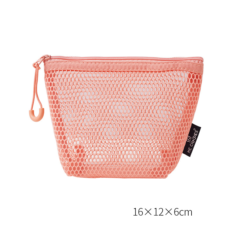 Simple Series Daily Solid Color Hollowed-Out Woven Polyester Makeup Bags