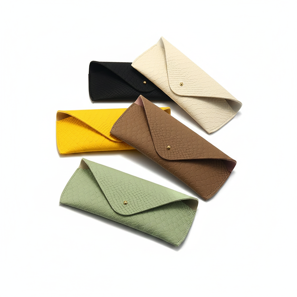 Simple Series Daily Solid Color Pu Sunglasses Storage Bag