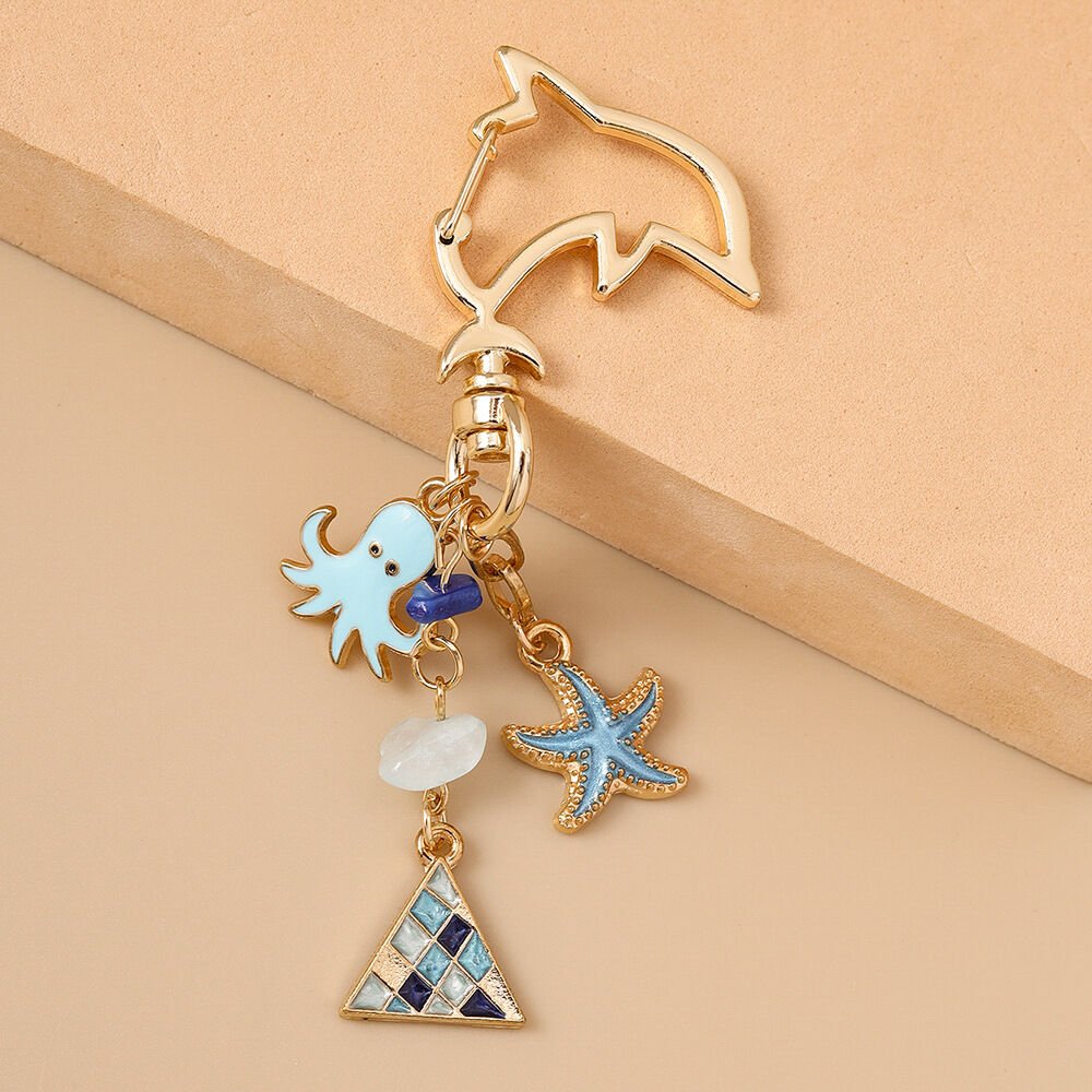 Romantic Series Cute Animal Cartoon Oceanic Style Beads Shell Starfish Geometric Shape Metal Women's Bag Charms h5 Picture2