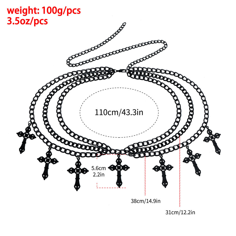 Classic Series Hip-Pop/Rock Cross Chain Metal Women's Waist Chains